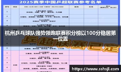 杭州乒乓球队强势领跑联赛积分榜以100分稳居第一位置
