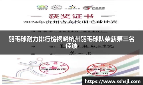 羽毛球耐力排行榜揭晓杭州羽毛球队荣获第三名佳绩